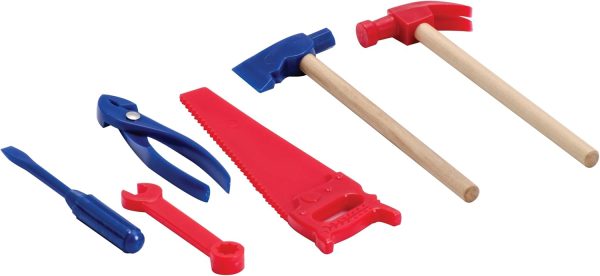 Schylling Toy Tin Tool Box with Tools - Metal Case Including 6 Tools - Ages 3+